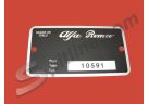 Targhetta identificativa dati Alfa Romeo Spider 1300 Junior (Tipo 10591)