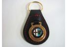 Portachiavi in pelle con logo smaltato Alfa Romeo