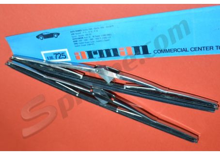 Coppia spazzole tergicristallo cromate (per braccetto ad U) Arman mm 330 per Alfa Romeo Giulia 1300/1600, Giulia TI, 2600 Spider, F11, A12, F12, Sprint, Spider 1600 SS - BMW 1500/1600/1800/1800TI ('63→) - ecc.