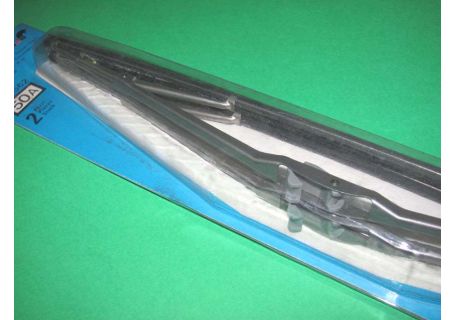 Coppia spazzole tergicristallo satinate per braccetto con innesto ad uncino Ford 12M, 15M, 15M Combi - Maserati Mistral, Ghibli, Sebring, Mexico - Opel Rekord -  vetro posteriore Porsche 911, 912 (-07/'67) - Renault R8, R10, R12 (QQ/69) - Volkswagen 1600 