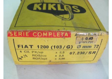 Serie fasce elastiche Kiklos per pistoni Fiat 1200 (103/G) diam.72 +0,4mm. 