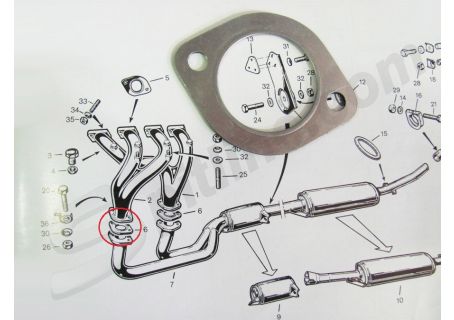 Guarnizione tubo anteriore di scarico Alfa Romeo Alfetta Berlina 1600/1800/2000, Alfetta GT 1600/1800/2000, Giulietta 1300/1600 ('77-'85), 1800/2000 ('79/'85), Alfa 75 