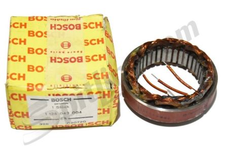 Statore Bosch 1125043004 per alternatore Alfa Romeo Giulia 1300 TI ('71-'73), 1300 Super (→5/'73), Alfasud 1200/1200ti - Fiat 127 (→12/'75), 128 Berlina/Coupé/Rally ('71-'73)- Innocenti Mini 1001, Mini Cooper 1300 (11/'72→)