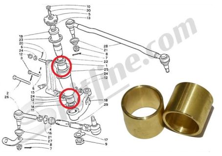 Coppia boccole 2120305 per rinvio sterzo Lancia Fulvia 4 marce