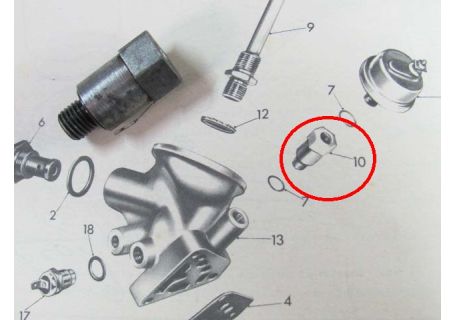 Raccordo usato per bulbo pressione olio su zoccolo portafiltro Lancia Fulvia Berlina, Coupé, HF, Sport