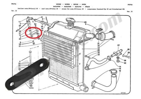 Tirante originale attacco radiatore Lancia Fulvia Berlina (→'70)
