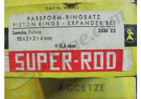 Serie fasce elastiche per pistoni Goetze Passform diam. 72 magg. +0,4mm. (72x2+2+4mm) Lancia Fulvia 1100cc.