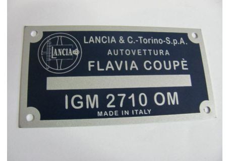 Targhetta identificativa dati Lancia Flavia Coupè 1500 ('61-'64) - Tipo 815.130