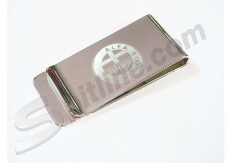 Pinzasoldi in metallo con logo Alfa Romeo inciso