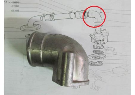 Gomito per carburatore originale Fiat 110D (4039386) Fiat 500D/F/L/R
