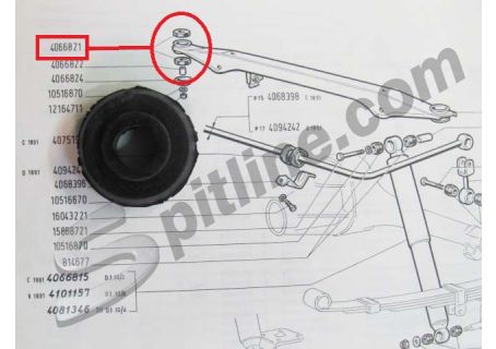 Boccola attacco traversa ammortizzatori sospensione posteriore Fiat 1300, 1500, 1500L, 1800, 2300