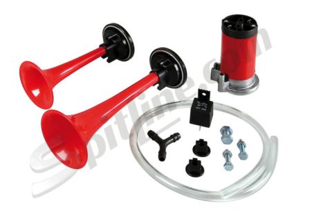 Kit trombe bitonali elettropneumatiche Ø 66 mm, 12V 30A. 118 dB