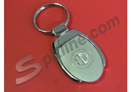 Portachiavi in metallo cromato con logo Alfa Romeo inciso