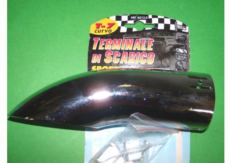 Terminale di scarico sportivo universale in acciaio cromato curvo diam.35-57