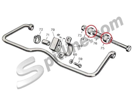 Boccola laterale barra stabilizzatrice posteriore Alfa Romeo Alfetta, Alfetta GT, Giulietta, Alfa 75, Alfa 90 (Rif. 11600256030100)