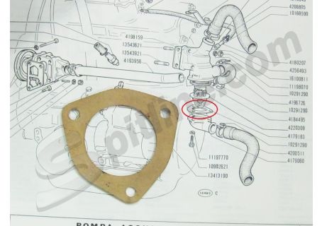Guarnizione coperchio termostato Fiat 128, 128C, Special 1100/1300cc., 128 Rallye, Coupé S/SL