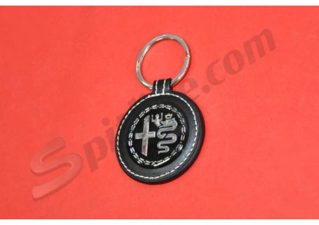 Portachiavi in pelle con adesivo resinato logo Alfa Romeo