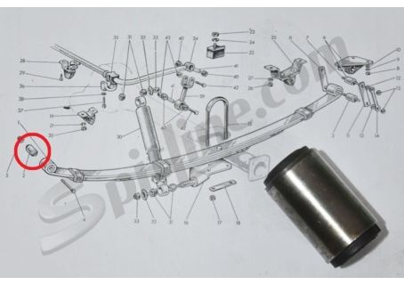 Boccola anteriore balestra Fiat 1100/103, 1100/103 E/D/H/Export, 1100 D, 1100 R