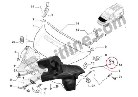 Molletta 9620837180 per asta reggi cofano anteriore Fiat Ulysse, Scudo - Lancia Phedra