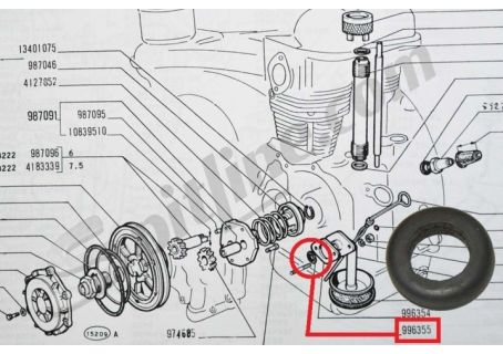 Guarnizione tubo di aspirazione pompa olio Fiat 500 D/F/L/R, 126