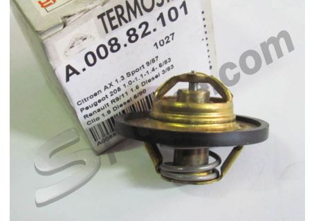 Termostato Behr A.008.82 Citroen AX 10, AX 11 (-'89), AX 1.3 Sport ('87-), AX 14 ('87-'89), BX 11 ('86-'91), BX 14/16 ('82-'91), BX 19 ('86-), Visa 14/1.6 GTI - Peugeot 104, 205, 305, 309 - Renault R9/R11 1.6D, Clio 1.9D ('90-)