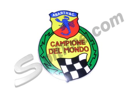 Adesivo ABARTH & C. CAMPIONE DEL MONDO (cm.4,8x6,3)