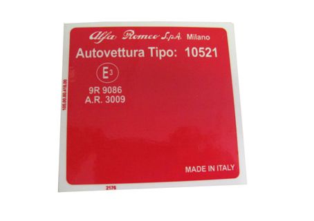 Adesivo per vano motore Alfa Romeo GT Veloce 2000 Bertone (10521)
