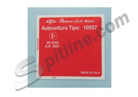 Adesivo per vano motore Alfa Romeo Duetto Spider 1750 (Tipo 10557)