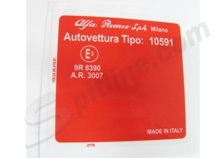 Adesivo per vano motore Alfa Romeo Spider 1300 Junior (Tipo 10591)