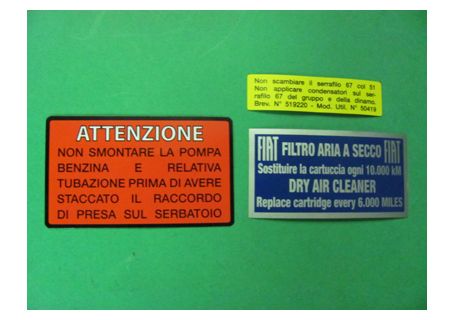 Serie adesivi motore Fiat 850 Berlina, Special, Sport, Spider