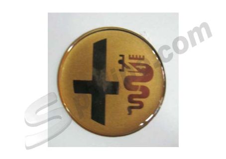 Adesivo resinato color oro adattabile per tappo centro volante Alfa Romeo Giulia, GT Junior, Duetto Spider, 1750/2000 Berlina