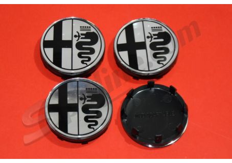 Serie 4 borchiette coprimozzo Alfa Romeo 33, 75, 145, 146, 155, 164, Spider