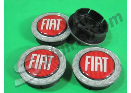 Serie 4 borchiette coprimozzo diam. 50 per cerchi ruota logo Fiat