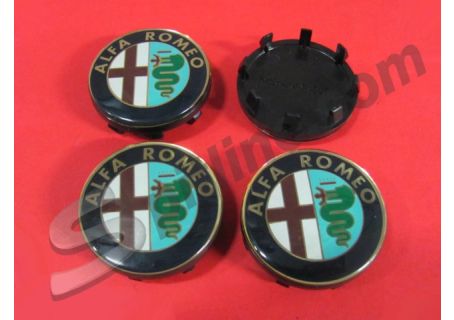 Serie 4 borchiette coprimozzo diam. 50 per cerchi ruota con logo Alfa Romeo
