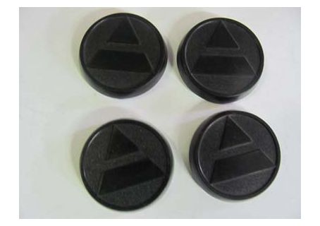 Serie 4 borchiette coprimozzo in plastica nera Autobianchi A112