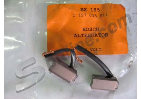 Coppia spazzole alternatore imp. Bosch rif.1127014011 Lancia Fulvia 1,3S (70-), Gamma 2000/2500, Beta - Fiat X1/9 1,5 (78-), 124 Spider 1.4/1.6/1.8, 127 (0.9/1050), 125 ('69-'72), 131 Bn./Fam./Special, 132 - Autobianchi A112 E/Abarth