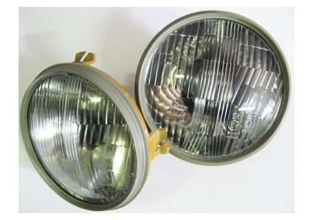 Coppia fari asimmetrici (con luce di posizione) Carello diam.170 Fiat 128 Bn-128 Familiare '69-'70 con bordo in plastica