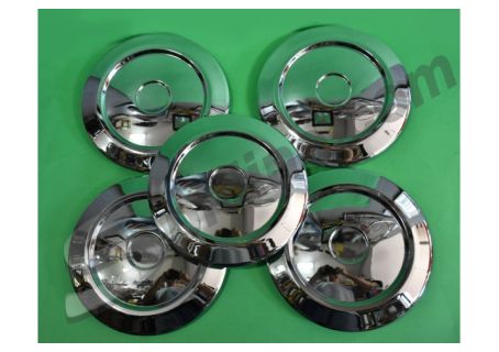 Serie 5 coppe ruota cromate Fiat 238 1^ serie (per cerchi con mollette per il fissaggio)