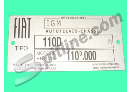 Targhetta riassuntiva dati Fiat 500D (Tipo 110D Motore 110D.000)