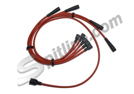 Serie cavi candele rossi schermati Fiat 124 Sport, Coupè, Spider 1.6/1.8 con spinterogeno nel basamento ('67-'79) 