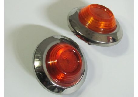 Coppia fanali frecce laterali Catalux (diametro esterno: mm 54) con 2 perni di fissaggio tipo Fiat 1100/103H, Lusso, Familiare, 1300/1500, 1100D, 850, 124