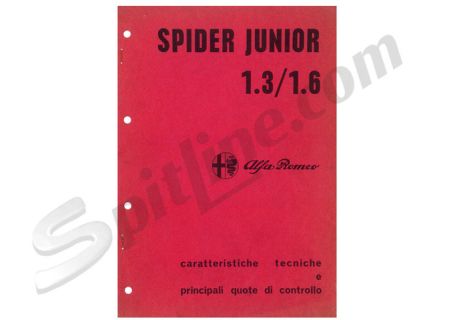 Caratteristiche tecniche e quote di controllo (CD con file PDF) Alfa Romeo 1300/1600 Spider Junior (novembre '73)