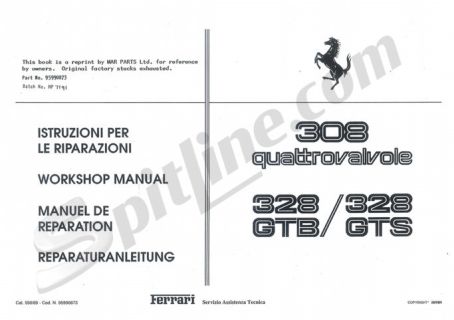 Istruzioni per le riparazioni (CD con file PDF) Ferrari 308 quattrovalvole, 328 GTB, 328GTS