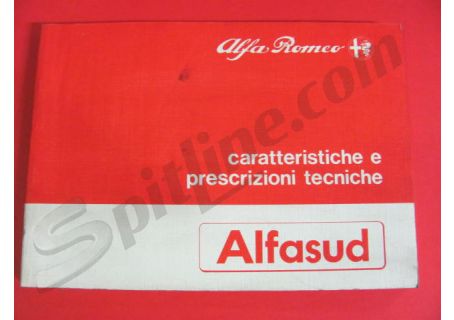 Libretto caratteristiche e prescrizioni tecniche usato Alfa Romeo Alfasud (fino al 1983)