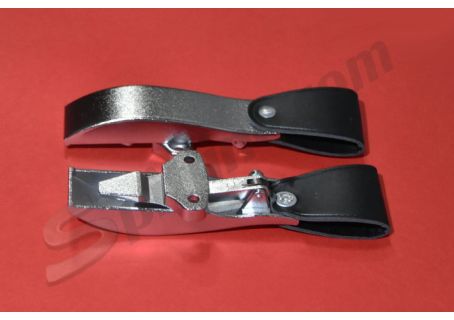 Coppia ganci chiusura capote con cinghietto (perno posteriore lungo) Alfa Romeo Duetto Spider ultimi modelli 1600/2000 ('86-'93)