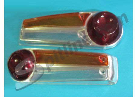 Coppia plastiche fanali posteriori P/V Lancia Fulvia Berlina 2C, GT, GTE  (bordo in plastica cromata)