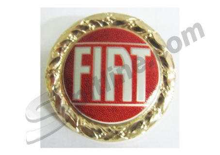Fregio FIAT in alluminio con alloro dorato (2 perni lisci di fissaggio) per Fiat 124 Spider, Fiat 850 Coupè, Spider, 128/S