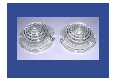 Coppia plastiche fanali anteriori Innocenti Mini Minor/Cooper MK2/MK3-Mini Cooper Export-Mini 1000-1001 Export -Alfa Romeo Giulietta 2^ serie-Dauphine-Renault R4