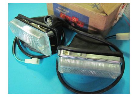 Coppia fanali anteriori Altissimo base in plastica cromata Autobianchi A112 1^, 2^, 3^ serie ('69-'77)