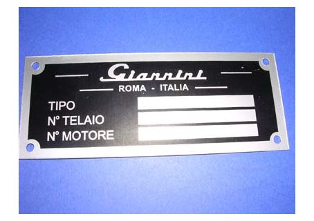 Targhetta identificativa vano motore Giannini